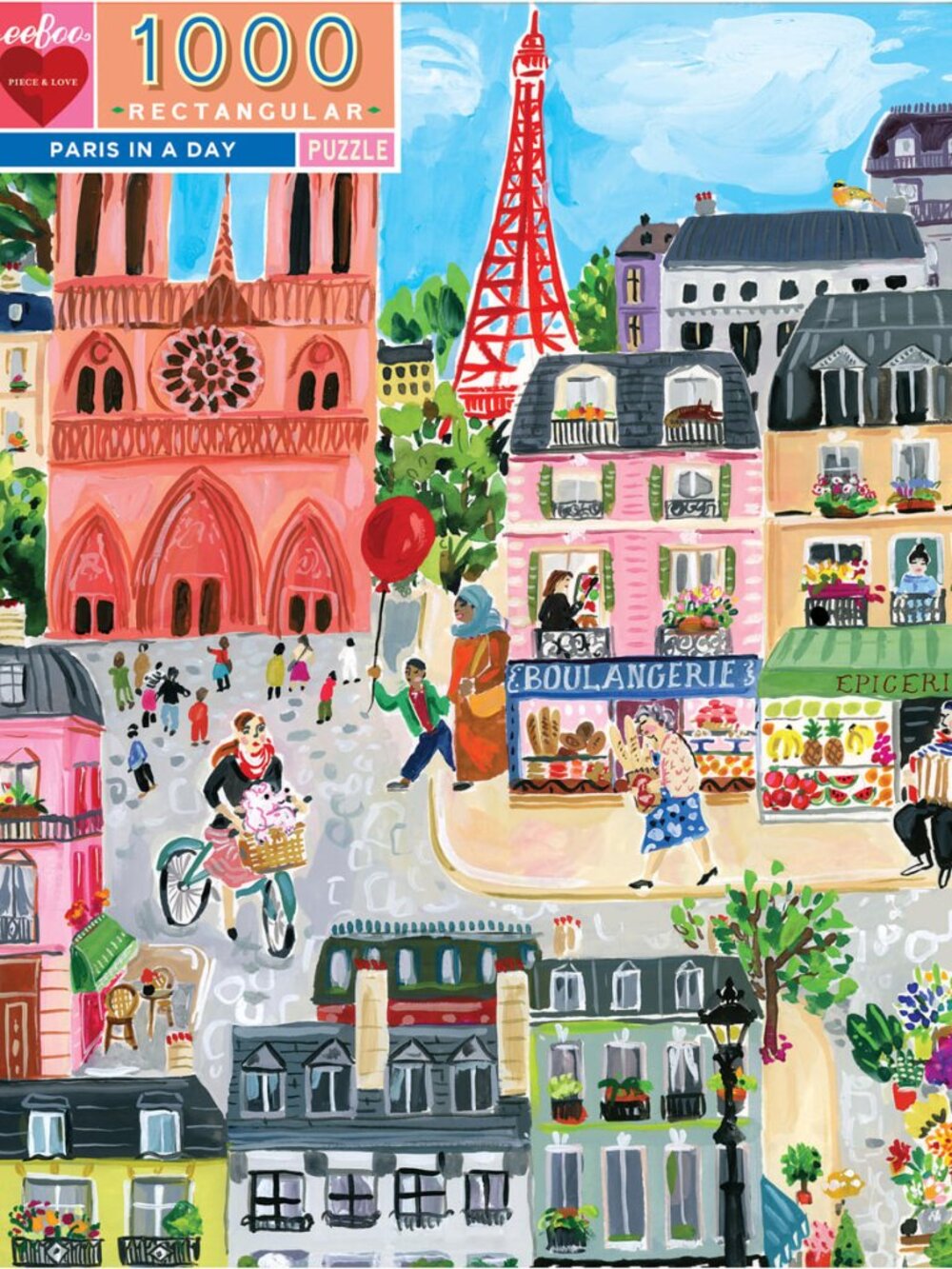 eeBoo Paris in a Day 1000 Piece Jigsaw Puzzle
